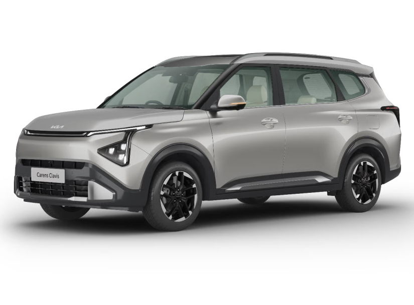 Kia Syros compact SUV in blue, front-three-quarter view