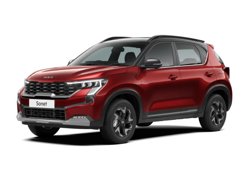 Kia Syros compact SUV in blue, front-three-quarter view